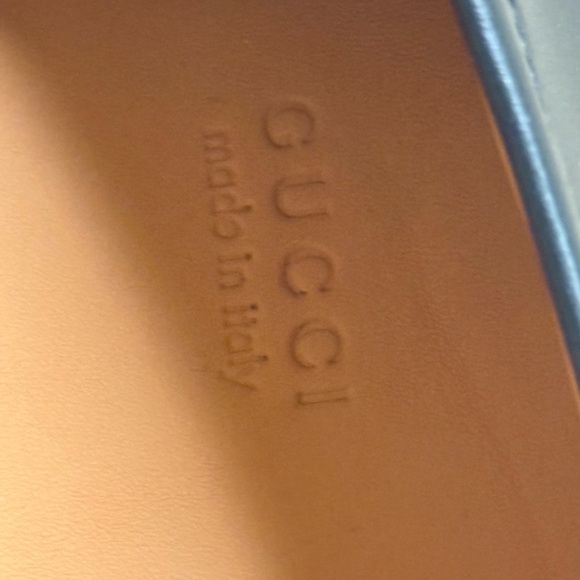 Gucci Black Leather platform Loafers with Gold Accent - Picture 6 of 10